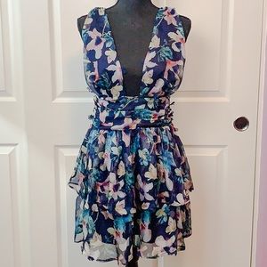 Stylish Blue Mini Flower Dress